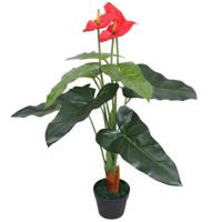 VidaXL Kunst anthurium plant met pot 90 cm rood en geel - thumbnail
