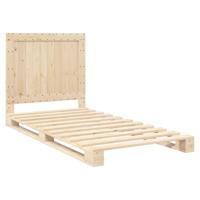 Bedframe met hoofdbord massief grenenhout 100x200 cm - thumbnail