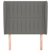 Hoofdbord met randen 83x23x118/128 cm stof donkergrijs - thumbnail