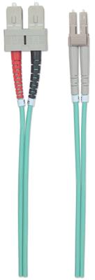 Intellinet 750158 Glasvezel Optische vezel Aansluitkabel 2.00 m Turquoise [1x LC-stekker - 1x SC-stekker] 50/125 µ Multimode OM3
