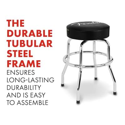 Fender Spaghetti Logo Pick Pouch Barstool 24" Black/Chrome gitaarkruk (61 cm)