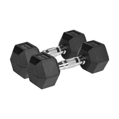 REBEL ACTIVE Rubbergecoate gietijzeren dumbbells 2x7 kg