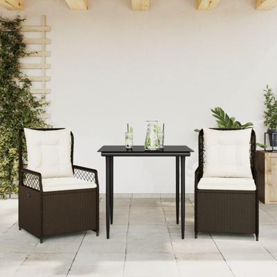 3-delige Tuinset met kussens poly rattan bruin 3-delige Tuinset met kussens poly rattan bruin