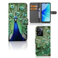 PPO A57 | A57s | A77 4G | Telefoonhoesje | Met pasjeshouder | Pauw - thumbnail