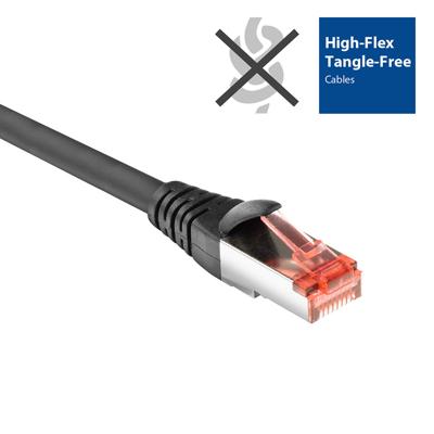ACT FB5003 PVC U/FTP CAT6A High Flexibility Tangle-Free Patchkabel Snagless | RJ45 Connectoren | Zwart | 3 meter