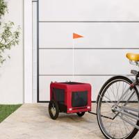 VidaXL Hondenfietstrailer oxford stof en ijzer rood en zwart - thumbnail