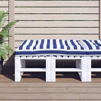 VidaXL Palletkussen gestreept 120x80x12 cm stof blauw en wit - thumbnail