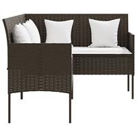 5-delige Loungeset L-vormig met kussens poly rattan bruin - thumbnail