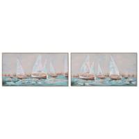 Schilderij Home ESPRIT Wit Turkoois Jacht Mediterrane 120 x 3,8 x 60 cm (2 Stuks) - thumbnail