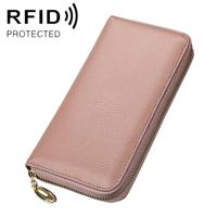 906 Antimagnetic RFID Litchi Texture Women Large Capacity Hand Wallet Purse Phone Bag with Card Slots(Light Pink) - thumbnail