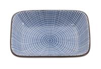 Japans sausschaaltje - Sendan Tokusa - blauw radiaal patroon - 9.3 x 7 x 2.3 cm - thumbnail