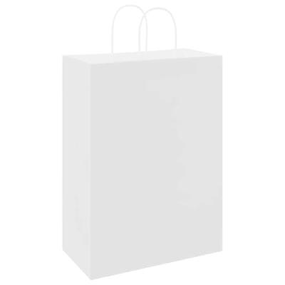 VidaXL Papieren zakken 250 st met hengsels 32x17x44 cm wit