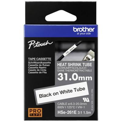 Brother HSE261E Labeltape krimpkous Tapekleur: Wit Tekstkleur: Zwart 31 mm 1.5 m