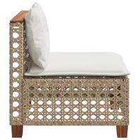 Tuinbank zonder armleuning met kussens poly rattan beige - thumbnail