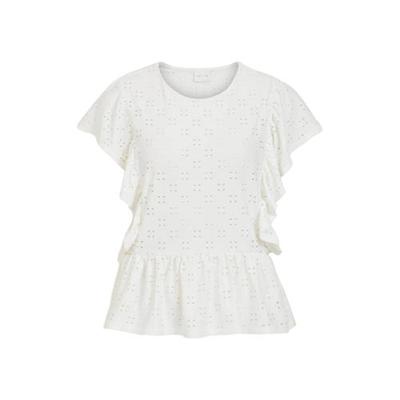 VILA top VITRESSY van gerecycled polyester wit