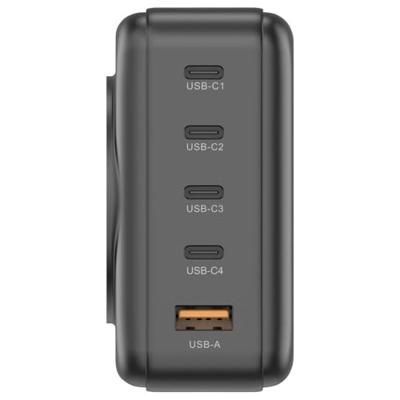 VOLTCRAFT UC-4C1A240W01 USB-oplader 240 W 4x USB-C, 1x USB-A USB PD 3.0 Zwart GaN, USB Power Delivery (USB-PD), Snellader VOLTCRAFT UC-4C1A240W01 USB-oplader 240 W 4x USB-C, 1x USB-A USB PD 3.0 Zwart GaN, USB Power Delivery (USB-PD), Snellader