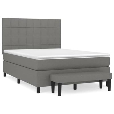 Boxspring met matras stof donkergrijs 140x190 cm