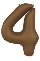 Folieballon Cijfer 4 Bruin Mat (86cm) - thumbnail