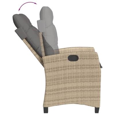 Tuinstoelen 2 st verstelbaar kussens poly rattan gemengd beige