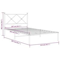 Bedframe met hoofdbord metaal wit 107x203 cm - thumbnail