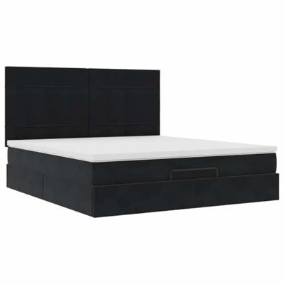 Ottoman bed met matrassen en LED's 180x200cm fluweel zwart
