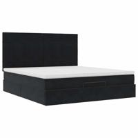 Ottoman bed met matrassen en LED's 180x200cm fluweel zwart - thumbnail