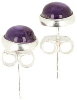 Edelsteen Oorstekers Amethist Rond - Zilver Edelsteen Oorstekers Amethist Rond - Zilver