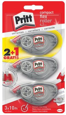 Pritt correctieroller Compact Flex 4,2 mm x 10 m, blister 2 + 1 gratis Pritt correctieroller Compact Flex 4,2 mm x 10 m, blister 2 + 1 gratis