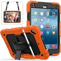 Schokbestendige kleurrijke silicagel + PC beschermende case voor iPad mini 2019/Mini 4 met houder & schouderriem & hand riem & pen sleuf (oranje) - thumbnail