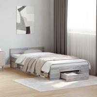 Bedframe met lade bewerkt hout grijs sonoma eiken 90x190 cm - thumbnail