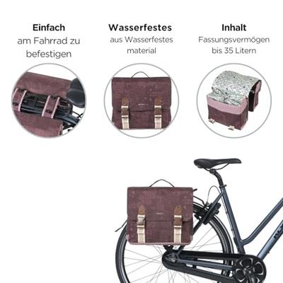 Basil bohème dubbele fietstas - damesfiets - groen