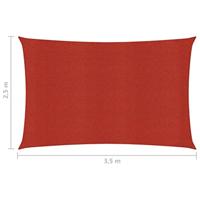 VidaXL Zonnezeil 160 g/m² 2,5x3,5 m hdpe rood - thumbnail