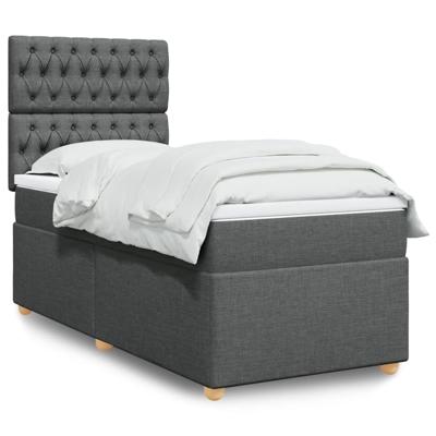 Boxspring met matras stof donkergrijs 120x200 cm