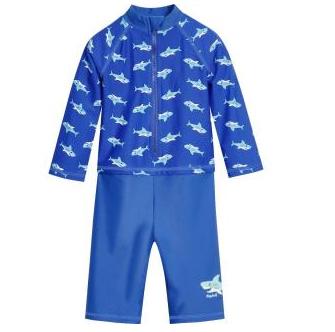 Playshoes zwempak lange mouw Haai Blauw-86-92