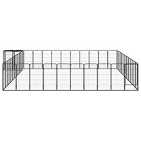 Hondenkennel 46 panelen 50x100 cm gepoedercoat staal zwart - thumbnail