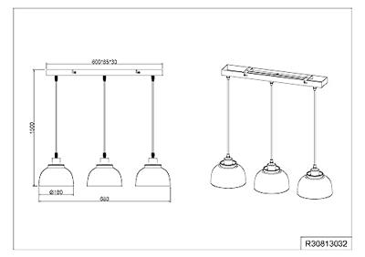 Trio Eettafel hanglampPunch - R30813032