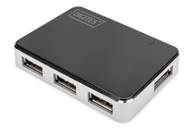DIGITUS USB-hub - 4 poorten - high-speed USB 2.0-480 MBit/s - Plug&Play - aansluitkabel 66 cm - zwart