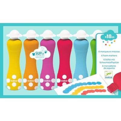 6 schuimmarkers DJECO wit - thumbnail