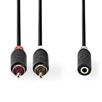 Nedis Stereo-Audiokabel | 2x RCA Male | 3,5 mm Female | 0.2 m | 1 stuks - CABW22255AT02 CABW22255AT02 - thumbnail