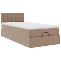 Ottomaanse bed met matras 80x200cm kunstleer cappuccinokleurig - thumbnail