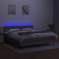 Boxspring met matras en LED stof taupe 180x200 cm - thumbnail