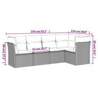 5-delige Loungeset met kussens poly rattan bruin - thumbnail