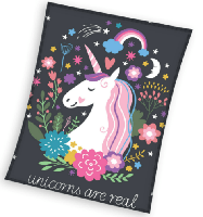 Sweet Home unicorn fleeceplaid zwart 150x200 - thumbnail