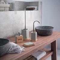 Tandenborstelhouder Sapho Nora Vrijstaand 12x8.5 cm Bamboe Grijs Sapho - thumbnail