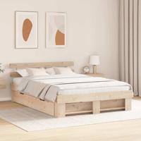 Bedframe met hoofdeinde Bruin 160 x 200 cm Massief grenenhout - thumbnail