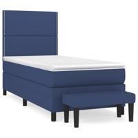 Boxspring met matras stof blauw 90x200 cm - thumbnail