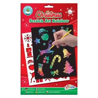 Grafix Scratchkunst regenboog kerst a5