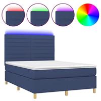 Boxspring met matras en LED stof blauw 140x200 cm - thumbnail