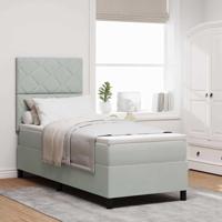 Boxspring bed met matras Lichtgrijs 80 x 200 cm Fluweel - thumbnail