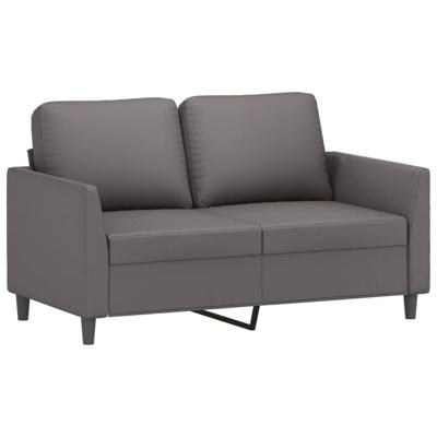 3-delige Loungeset met kussens kunstleer grijs - thumbnail